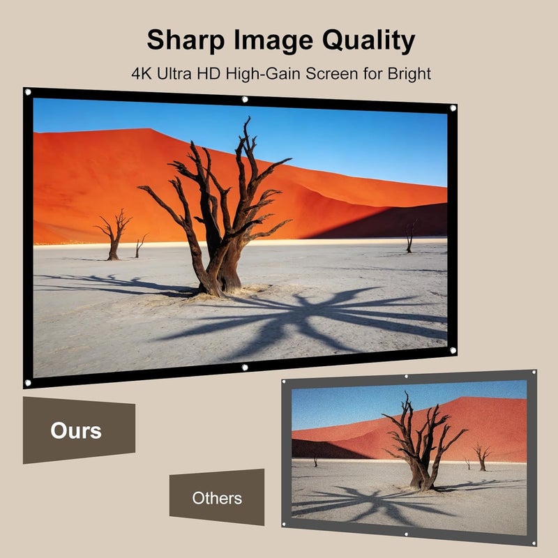 HAPPRUN 100 inch Projector Screen, 16:9 Foldable Anti-Crease Portable Projector Movies Screens for Home Theater, Outdoor Indoor Support Double Sided Projection - Image 2
